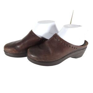 MEPHISTO Womens Satty US8-8,5 EU39 Brown Leather Slip On Comfort Clogs Shoes